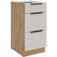 Küchen-Preisbombe Auszugsunterschrank 40 cm Küche SOLANO Kaschmir beige Vollauszug Soft-Close Küchenzeile