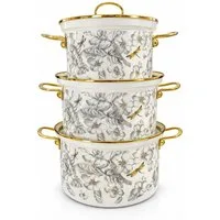 Zilner Topf-Set Kollektion emaillierter Töpfe, klassischen Natur inspirierten Designs, Aluminiumguss, Emaille (6-tlg., Die perfekte Geschenkidee für jeden Anlass)