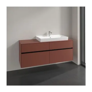 Villeroy und Boch Collaro Waschtischunterschrank C090B0AH 140x54,8x50cm, Waschtisch rechts, mit LED-Beleuchtung, wine red