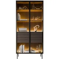 Lookway Glasvitrine LINEA LOFT Vitrine mit LED-Beleuchtung und Schubladen