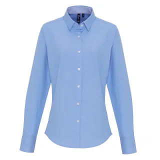 Premier Damen/Damen Cotton Rich Oxford Stripe Bluse (Hellblau)