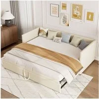 PXloue Polsterbett Daybett Tagesbett Ausziehbett (Ohne Matratze), Schlafsofa,mit Unterbett 90x200cm/180x200cm und Lattenrost,Samt