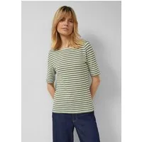 s.Oliver Kurzarmshirt T-Shirt Gestreiftes Halbarmshirt im Slim Fit mit Flammgarn