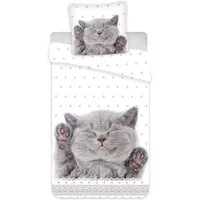 Jerry Fabrics Bettwäsche Kätzchen Katze - Wende-Bettwäsche-Set mit Kitten, 135x200 & 80x80, Baumwolle, 100% Baumwolle