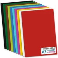 itenga Bastelkartonpapier itenga Fotokarton - DIN A3 - 300 g/qm 30 Blatt - 10 Standardfarben - p