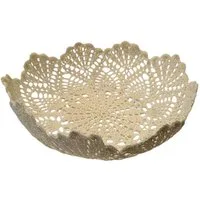 Macosa Home Dekoschale Makramee Baumwolle Beige Natur 30 cm rund (Aufbewahrungsschale Dekoration, Ablageschale Zierkorb), Boho Deko Schale Tischdekoration