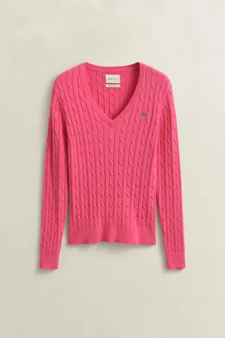 GANT - V-Neck Pullover mit Zopfmuster - Gr. - XL