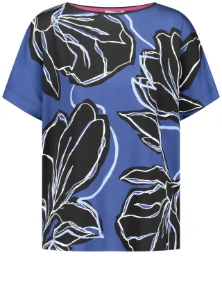 GERRY WEBER Collection - Bequemes Blusenshirt mit Material-Patch schwarz - Gr. - 40