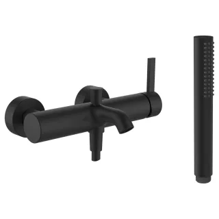 LAUFEN Wannenarmatur Aufputz Kartell LAUFEN mit Zubehör Kunststoffschlauch 1800 mm und Handbrause Tw H3213370811411