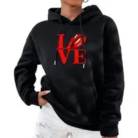 RMK Hoodie Damen Pullover Oversize Love mit Baumwolle, Winter Kapuzenpullover