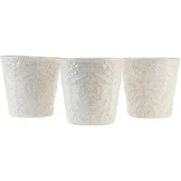 Florists Products Übertopf Keramik Übertopf Weiß Ø11cm H11cm 3er-Set Pflanztopf, 3 Stück