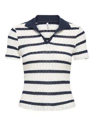 ONLY - ONLHALIA S/S COLLAR TOP BOX JRS Cloud Dancer - Gr. - M