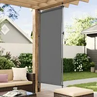 SONGMICS Seitenmarkise Klemmmarkise Senkrechtmarkise, höhenverstellbar, ohne Bohren (3m, Stahl, Sicht- und Sonnenschutz) mit Handkurbel, UV-beständig wasserabweisend