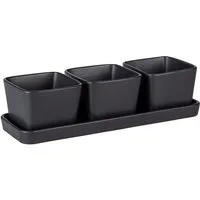 WENKO Dipschale Snack & Dip, Keramik, (Set, 3-tlg), Snackschalen für Knabbereien, Dips & Antipasti, je 300 ml, mit Tablett