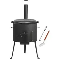 BBQ-Toro Feuerstelle Gusseisen Kazan 19 L mit Kazan Ofen Ø 44 cm, Gusstopf mit Deckel