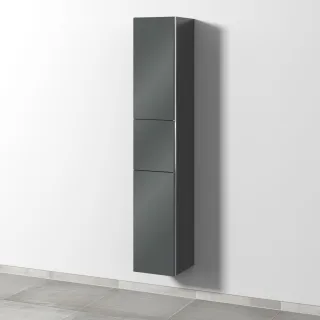 Sanipa 3way Hochschrank mit 2 Türen und 1 Auszug, Anthrazit-Glanz BS10079