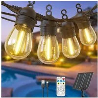 Quntis Lichterkette solarlichterkette für draußen lichterkette outdoor, IP65 Fernbedienung, Solarleuchte Lichterkette für Balkon/ Garten/ Camping, Dimmbar Timer