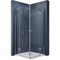 doporro Eckdusche Duschkabine Duschabtrennung mit 180° Drehfalttür 6mm ESG-Glas Rav01, BxT: 80x80 cm, Einscheibensicherheitsglas