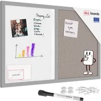ALLboards Tafel Kombitafel, Kork grau / magnetisch weiß, Holzrahmen grau lackiert