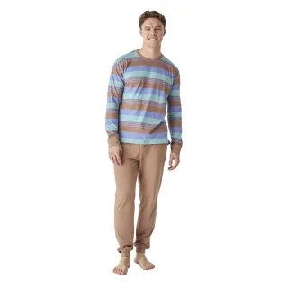 Langarm-Rundhals-Baumwollpyjama für Herren JJB12