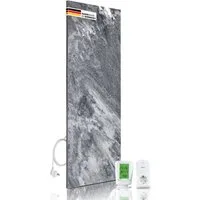 Marwona GmbH Infrarotheizung Naturstein-Infrarotheizung für Wandmontage mit Funk-Thermostat 800 W, 2 cm flach, IP34, Wärmespeicher, für Räume 10–25 m² – Shadow Grey