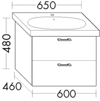 Burgbad Waschtischunterschrank Sys30 PG3 Diago 480x600x460 Trend- oder RAL-Farbe Matt, WVZA060F5347 WVZA060F5347