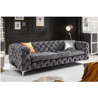 riess-ambiente 3-Sitzer MODERN BAROCK 235cm grau · 3-Sitzer Couch aus Samt mit Federkern, Einzelartikel 1 Teile, Wohnzimmer · Sofa · Taschenfederkern · Chesterfield · Ziersteppung