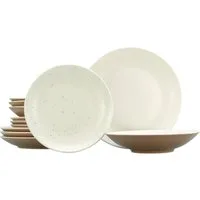 CreaTable Teller-Set Geschirr-Set Sand Dunes (12-tlg), 4 Personen, Steinzeug, Teller Set, handwerklicher Töpfercharakter, 12 Teile, für 4 Personen