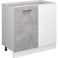 Vicco Eckunterschrank R-Line, Beton/Weiß, 86 cm ohne Arbeitsplatte (1-St)