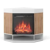 Vicco Kaminumbauschrank Lynea, Weiß, 100 cm mit realistischem Flammeneffekt und Heizung 1800W (1-St)
