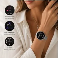 XCOAST SIONA 2 NANO - ultra kleine Damen Smartwatch (3,7 cm/1,19 Zoll, iOS und Android) Filigran, Frauen Armbanduhr, Fitnesstracker, 1-tlg., Fitness Tracker, Damenuhr, 7 Tage Akku, Wasserdicht, Puls, Blutdruck, Blutsauerstoff