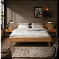 IDIMEX Futonbett KARRI, modernes Massivholzbett 140x200cm ohne Kopfteil Eiche farben