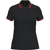 Kariban Poloshirt Polohemd für Damen mit kurzen Ärmeln und kontrastfarbenen Pa