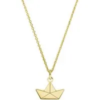 SCHOSCHON Kette mit Anhänger Halskette Papierboot 925 Silber vergoldet, Papierschiff Origami Schmuck