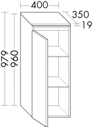 Burgbad Halbh.Schrank Accura PG1 979x400x350 Schwarz Solid Matt, UHFN040LF6464 UHFN040LF6464