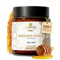 bedrop Honig Manuka Honig I XXL Glas mit MGO +500 aus Neuseeland, 1 x 140 g, (Packung, Original 100% natürlich - Echter Manuka Honig mit MGO Gehalt +500), MGO Gehalt über +500