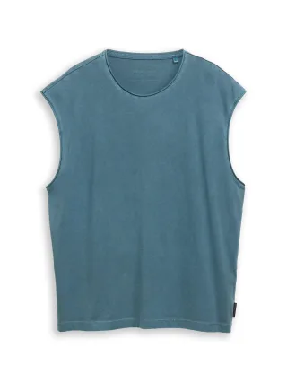 Denim Tom Tailor - Relaxed Fit Tanktop im Used-Look tide petrol - Gr. - M
