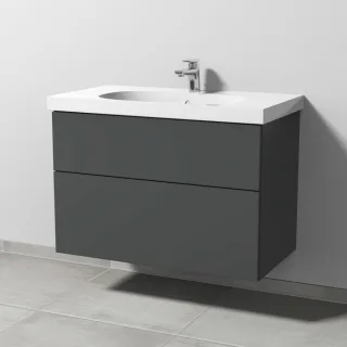 Sanipa 3way Waschtischunterbau zu Geberit Acanto Waschtisch mit 2 Auszügen, Anthrazit-Matt SM41822