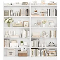 Yaheetech Bücherregal Standregal 161,5/182,5 cm (H), 2-tlg., Schmales Regal Bücherschrank mit 6 Ebenen, 1 verstellbarer Regalboden