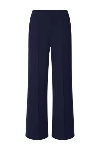 Rich & Royal - Scuba Wide Leg Pants with gallon striped midnight blue - Gr. - S