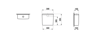 LAUFEN Spülkasten LUA 160x390x395, Wasseranschluss hinten mittig, graphit matt H8270817589711