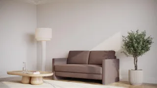 BRUNO Schlafsofa 160cm in Braun | Kubus | stabiles Massivholz & Boxspringkomfort