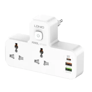 LDNIO SC2311 Power Socket Universal 2 Outlets 20W PD QC3.0 3USB Wall Charger Power Strip Adapter Multiple Plug Expander
