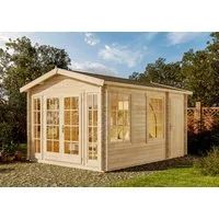 Alpholz Gartenhaus Holz Kim, BxT: 340x460 cm, in Naturbelassen mit 40mm Wandstärke