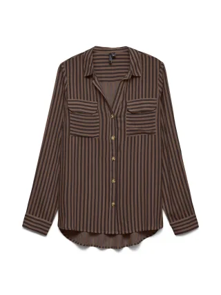 VERO MODA - VMBUMPY L/S SHIRT NEW WVN NOOS Chocolate Torte - Gr. - XS