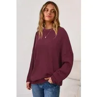 Arach&Cloz Strickpullover Damen Pullover Langarm Wolle Blend Rundhalsausschnitt Strickpullover Oversized Oberteile Strick Tops