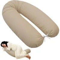 EMI & SAM Stillkissen Seitenschläferkissen 170cm Baumwolle Lagerungskissen, 170Ersatzbezug_Beige