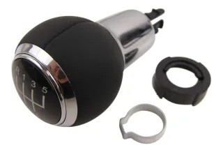 PREMIUM Schaltknauf Knauf Schwarz Chrom Alu Leder 5-Gang für VW Audi Seat Skoda