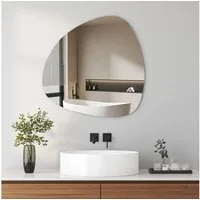 KreaGo Dekospiegel Rahmenlos 80x80 60x60cm Steinform Badspiegel Badezimmerspiegel (Wandspiegel Asymmetrisch, 5mm HD Glas), für Badezimmer Flur Schlafzimmer Wohnzimmer