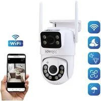 shop'n smile ideoon IP-Überwachungskamera Leistungsstarke Dual Lens Outdoor Überwachungskamera 355° Nachtsicht (Außenbereich, 1-tlg., IP66, Full HD, 355°/90° Schwenk, 3.6mm Objektiv, 80°, 15,96 dBm)